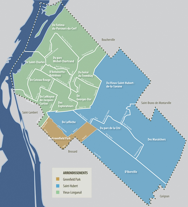 Carte des districts de vos élus de la ville de Longueuil 